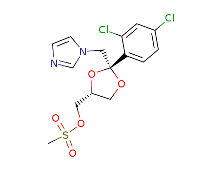 Molecular Structure of 170210-43-2 ((2R,4R)-(+)-<2-(2,4-dichlorophenyl)-2-<(1H-imidazol-1-yl)methyl>-1,3-dioxolan-4-yl>methyl methanesulfonate)