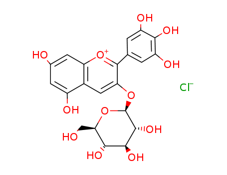 1-Benzopyrylium, 3-(β-D-glucopyranosyloxy)-5,7-dihydroxy-2-(3,4,5-trihydroxyphenyl)-,chloride (1:1)(6906-38-3)