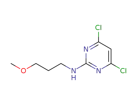 Molecular Structure of 104167-97-7 (2-Pyrimidinamine, 4,6-dichloro-N-(3-methoxypropyl)-)