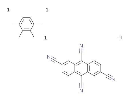 Molecular Structure of 130563-79-0 (Anthracene-2,6,9,10-tetracarbonitrile; compound with 1,2,3,4-tetramethyl-benzene)
