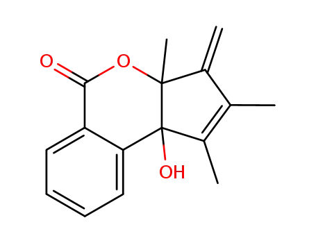 Molecular Structure of 80673-73-0 (3,9b-Dihydro-9b-hydroxy-1,2,3a-trimethyl-3-methylencyclopenta<c><2>benzopyran-5(3aH)-on)