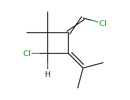 Molecular Structure of 18611-37-5 (4-Chlor-2-chlormethylen-3-isopropyliden-1,1-dimethyl-cyclobutan)