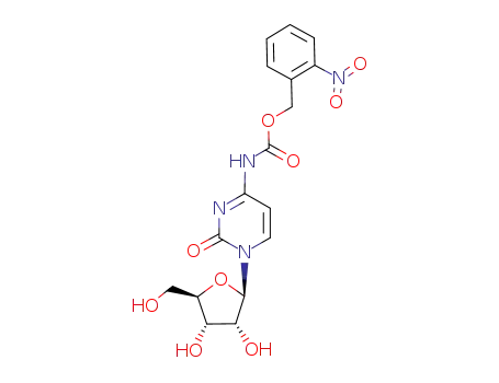 Molecular Structure of 473910-24-6 ([1-((2R,3R,4S,5R)-3,4-Dihydroxy-5-hydroxymethyl-tetrahydro-furan-2-yl)-2-oxo-1,2-dihydro-pyrimidin-4-yl]-carbamic acid 2-nitro-benzyl ester)