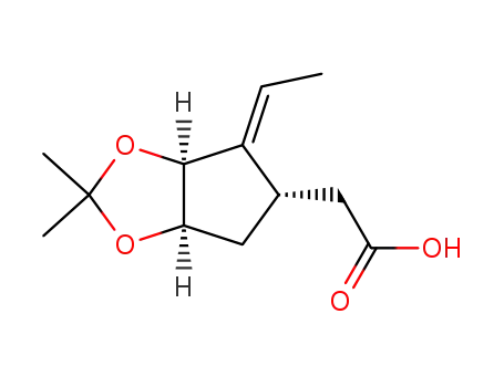 Molecular Structure of 869476-95-9 ([(3aS,4E,5S,6aR)-4-ethylidene-2,2-dimethyltetrahydro-3aH-cyclopenta[d][1,3]dioxol-5-yl]acetic acid)