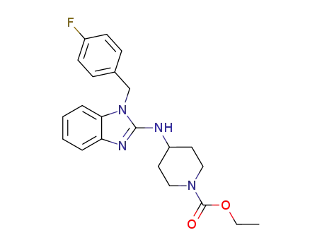 Molecular Structure of 84501-68-8 (Ethyl 4-[[1-[(4-fluorophenyl)methyl]-1H-benzimidazol-2-yl]amino]piperidine-1-carboxylate)