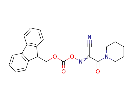 Molecular Structure of 1370440-36-0 (N-(((9H-fluoren-9-yl)methoxy)carbonyloxy)-2-oxo-2-(piperidin-1-yl)acetimidoyl cyanide)