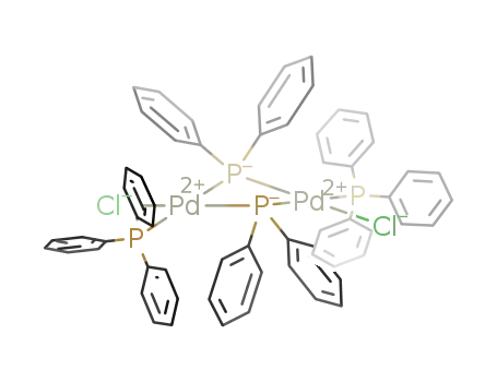 Molecular Structure of 72926-36-4 ([((C<sub>6</sub>H<sub>5</sub>)3P)Pd(P(C<sub>6</sub>H<sub>5</sub>)2)Cl]2)