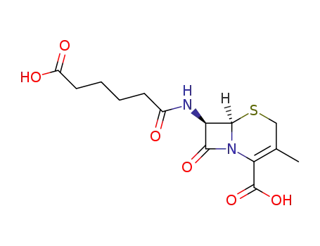 Molecular Structure of 80154-48-9 (5-Thia-1-azabicyclo[4.2.0]oct-2-ene-2-carboxylic acid,
7-[(5-carboxy-1-oxopentyl)amino]-3-methyl-8-oxo-, (6R,7R)-)