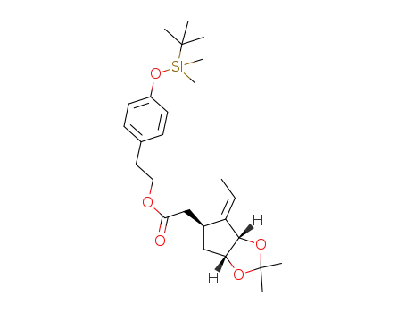 Molecular Structure of 951377-85-8 ([(3aS,4E,5S,6aR)-4-ethylidene-2,2-dimethyltetrahydro-3aH-cyclopenta[d][1,3]dioxol-5-yl]acetic acid 2-[4-(tert-butyldimethylsilyloxy)phenyl]ethyl ester)