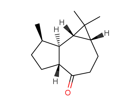 Molecular Structure of 99147-41-8 ((1aR,4aR,7R,7aS,7bS)-1,1,7-Trimethyldecahydro-4H-cyclopropa[e]azulen-4-one)