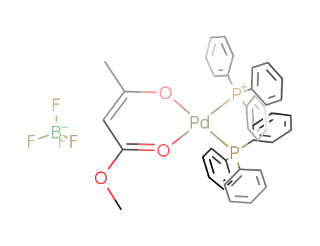 Molecular Structure of 80583-72-8 (bis(triphenylphosphine)(methyl acetylacetato)palladium(II) tetrafluoroborate)