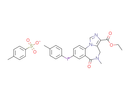 Molecular Structure of 1350523-27-1 ((3-(ethoxycarbonyl)-5,6-dihydro-5-methyl-6-oxo-4H-imidazo[1,5-a][1,4]benzodiazepin-8-yl)(4-methylphenyl)iodonium tosylate)