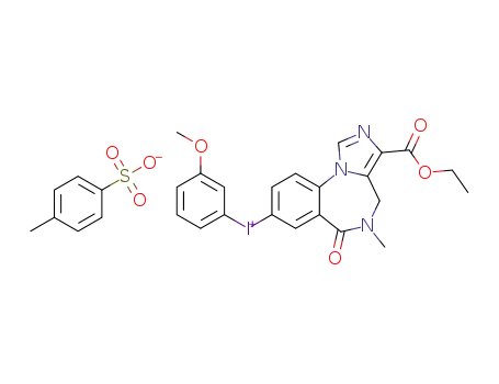 Molecular Structure of 1350523-25-9 ((3-(ethoxycarbonyl)-5,6-dihydro-5-methyl-6-oxo-4H-imidazo[1,5-a][1,4]benzodiazepin-8-yl)(3-methoxyphenyl)iodonium tosylate)