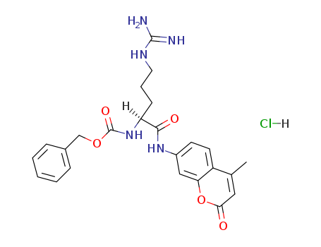 Carbamic acid,[(1S)-4-[(aminoiminomethyl)amino]-1-[[(4-methyl-2-oxo-2H-1-benzopyran-7-yl)amino]carbonyl]butyl]-,phenylmethyl ester, monohydrochloride (9CI)