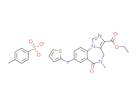 Molecular Structure of 1350523-19-1 ((3-(ethoxycarbonyl)-5,6-dihydro-5-methyl-6-oxo-4H-imidazo[1,5-a][1,4]benzodiazepin-8-yl)(2-thiophenyl)iodonium tosylate)