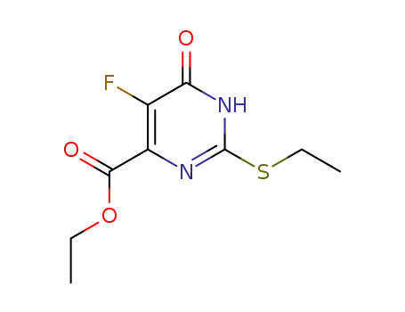 Molecular Structure of 721-33-5 (2-ethylsulfanyl-5-fluoro-6-oxo-1,6-dihydro-pyrimidine-4-carboxylic acid ethyl ester)