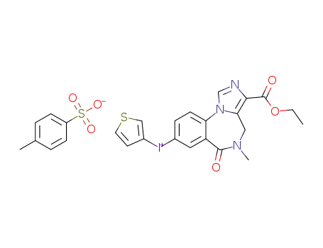 Molecular Structure of 1350523-21-5 ((3-(ethoxycarbonyl)-5,6-dihydro-5-methyl-6-oxo-4H-imidazo[1,5-a][1,4]benzodiazepin-8-yl)(3-thiophenyl)iodonium tosylate)