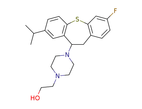 Molecular Structure of 70931-18-9 (4-[3-fluoro-10,11-dihydro-8-isopropyldibenzo[b,f]thiepin-10-yl]piperazine-1-ethanol)