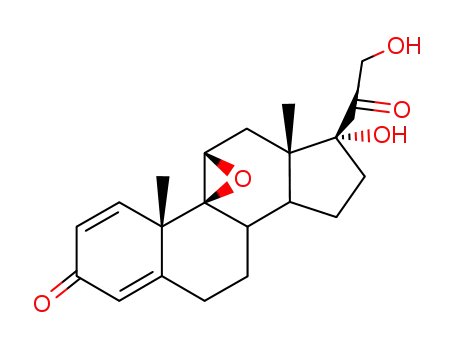 Molecular Structure of 7091-05-6 (9b,11b-Epoxy-17,21-dihydroxypregna-1,4-diene-3,20-dione)