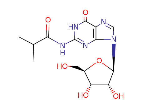 Molecular Structure of 64350-24-9 (N2-(2-METHYLPROPANOYL)-GUANOSINE)