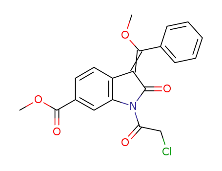 Molecular Structure of 1160293-24-2 ((Z)-methyl 1-(2-chloroacetyl)-3-(methoxy(phenyl)methylene)-2-oxoindoline-6-carboxylate)