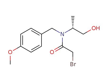 Molecular Structure of 1445590-35-1 ((R)-2-bromo-N-(1-hydroxypropan-2-yl)-N-(4-methoxybenzyl)acetamide)