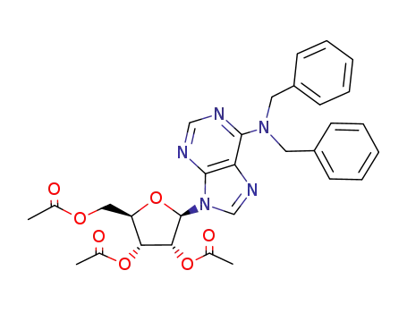 Molecular Structure of 80585-32-6 (N<sup>6</sup>,N<sup>6</sup>-Dibenzyl-2',3',5'-tri-O-acetyladenosine)