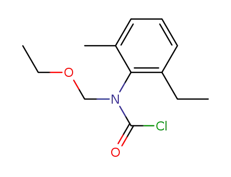 Molecular Structure of 56917-59-0 (N-(2-methyl-6-ethyl)-phenyl-N-ethyloxymethyl-carbamoyl chloride)