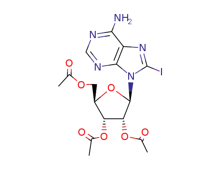 Molecular Structure of 31281-89-7 (2',3',5'-tri-O-acetyl-8-iodoadenosine)