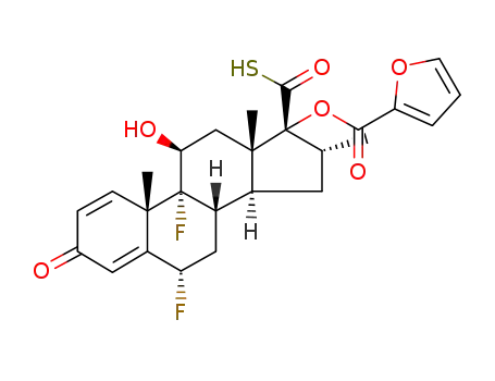 Molecular Structure of 397864-40-3 (6α,9α-difluoro-17α-(furan-2-yl)carbonyloxy-11β-hydroxy-16α-methyl-3-oxoandrosta-1,4-diene-17β-carbothioic acid)