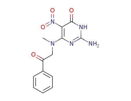 Molecular Structure of 112698-39-2 (4(1H)-Pyrimidinone,
2-amino-6-[methyl(2-oxo-2-phenylethyl)amino]-5-nitro-)