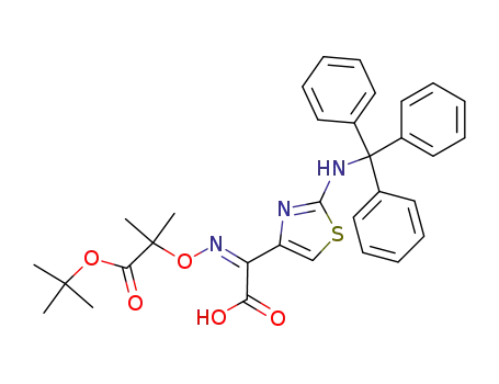 Molecular Structure of 68672-66-2 ((Z)-2-(tert-Butoxycarbonylprop-2-oxyimino)-2-(2-tritylaminothiazol-4-yl)acetic acid)