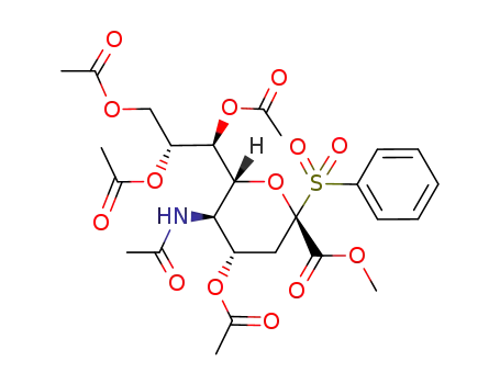 Molecular Structure of 121512-93-4 ([methyl (5-acetamido-4,7,8,9-tetra-O-acetyl-3,5-dideoxy-α-D-glycero-D-galacto-2-nonulopyranosyl)onate] phenyl sulfone)