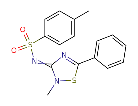 Molecular Structure of 89879-99-2 (Benzenesulfonamide,
4-methyl-N-(2-methyl-5-phenyl-1,2,4-thiadiazol-3(2H)-ylidene)-)