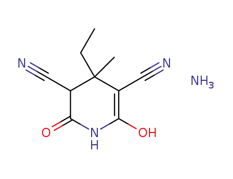 Molecular Structure of 956541-46-1 (ammonium 3,5-dicyano-4-ethyl-4-methyl-6-oxo-1,4,5,6-tetrahydro-pyridin-2-olate)