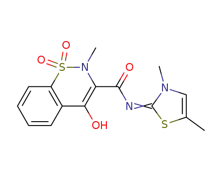 Molecular Structure of 1145656-36-5 (N-[3,5-dimethyl-1,3-thiazol-2(3H)-ylidene]-4-hydroxy-2-methyl-2H-1,2-benzothiazine-3-carboxamide-1,1-dioxide)