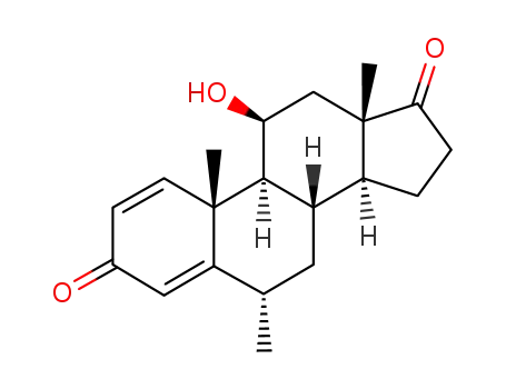 Molecular Structure of 61919-52-6 (1β-Hydroxy-6α-Methyl-1,4-androstadiene-3,17-dione)