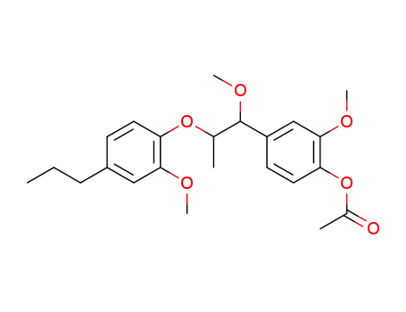 Molecular Structure of 36831-66-0 (Acetic acid 2-methoxy-4-[1-methoxy-2-(2-methoxy-4-propyl-phenoxy)-propyl]-phenyl ester)
