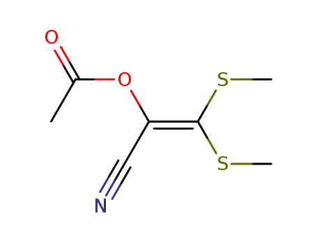 Molecular Structure of 126232-74-4 (Acetic acid 1-cyano-2,2-bis-methylsulfanyl-vinyl ester)