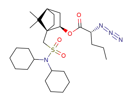 Molecular Structure of 106749-04-6 ((R)-2-Azido-pentanoic acid (1S,2R,4R)-1-[(dicyclohexylsulfamoyl)-methyl]-7,7-dimethyl-bicyclo[2.2.1]hept-2-yl ester)