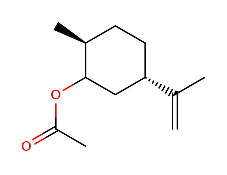 20777-49-5,(-)-DIHYDROCARVYL ACETATE,Cyclohexanol,2-methyl-5-(1-methylethenyl)-, acetate, (1R,2R,5R)-rel- (9CI);Cyclohexanol,2-methyl-5-(1-methylethenyl)-, acetate, (1a,2b,5a)-;p-Menth-8-en-2-ol, acetate(8CI);Dihydrocarveol acetate;Dihydrocarvyl acetate;trans-Dihydrocarvyl acetate;