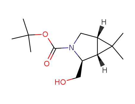 Molecular Structure of 219754-00-4 (tert-butyl (1R,2S,5S)-2-(hydroxymethyl)-6,6-dimethyl-3-azabicyclo[3.1.0]hexane-3-carboxylate)