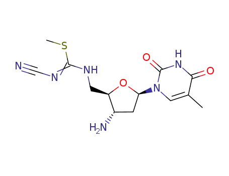 Molecular Structure of 166829-91-0 (1-cyan-3-(3'-amino-3',5'-dideoxythymidin-5'-yl)-2-methylisothiourea)