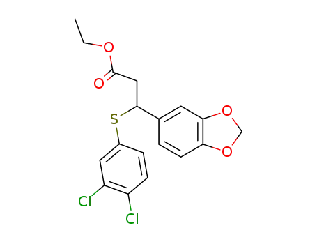 Molecular Structure of 161890-23-9 (ethyl 3-(1,3-benzodioxol-5-yl)-3-(3,4-dichlorophenylthio)propanoate)