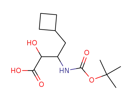 Molecular Structure of 864765-28-6 (3-(tert-butoxycarbonylamino)-4-cyclobutyl-2-hydroxybutanoic acid)