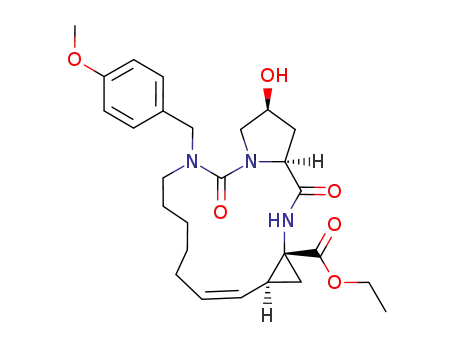 Molecular Structure of 923274-86-6 (18-hydroxy-14-(4-methoxy-benzyl)-2,15-dioxo-3,14,16-triaza-tricyclo-[14.3.0.0*4,6*]nonadec-7-ene-4-carboxyric acid ethyl ester)