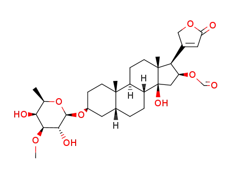 Molecular Structure of 6875-10-1 (3β-[(3-O-Methyl-6-deoxy-D-galactopyranosyl)oxy]-16β-(formyloxy)-14-hydroxy-5β-card-20(22)-enolide)