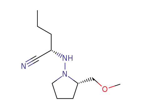 Molecular Structure of 631921-54-5 (Pentanenitrile, 2-[[(2S)-2-(methoxymethyl)-1-pyrrolidinyl]amino]-, (2S)-)