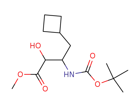 Molecular Structure of 394735-21-8 (methyl 3-tert-butoxycarbonylamino-4-cyclobutyl-2-hydroxybutyrate)