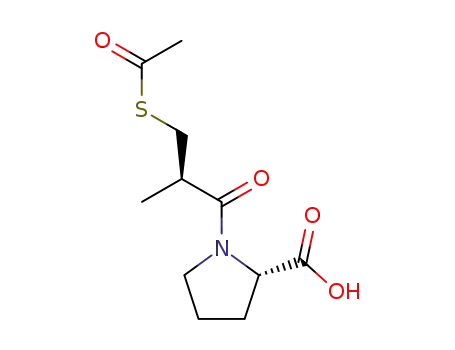 Molecular Structure of 65167-28-4 ((R)-1-[3-(acetylthio)-2-methyl-1-oxopropyl]-L-proline)